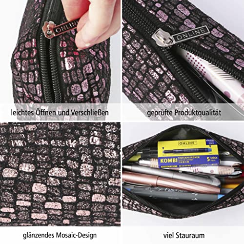 ONLINE Estuche Premium para lápiz/lápiz Case Rose Mosaic I Elegante Estuche para niños y niñas I Estuche con práctica Cremallera I 1 Compartimento I Ideal para la Escuela, la Universidad y la Oficina