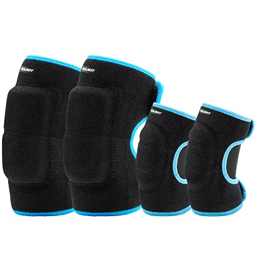 ONTYZZ Equipo de Protección Infantil Suave Ajustable Cojines de Codo del Niño Rodilleras para Balance Bike Skateboard Inline Roller Skate Scooter Ciclismo Esquí Negro-Azul/S