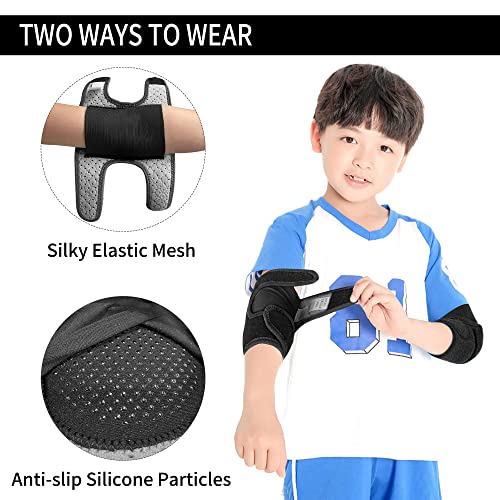 ONTYZZ Niños Cojines de Codo Ajustable Apoyo de Codo Niños Protector de Codo con SBR Pad para Ciclismo Bailando Voleibol Arrastrándose Negro-Azul/S