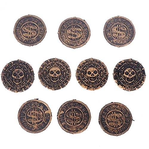 Pinicecore Monedas Piratas Doblones Réplicas Piratas Juguetes para Monedas Favor Decoración De Fiesta De Plata Antigua De Fiesta De Los Niños De Los Favores 10pcs