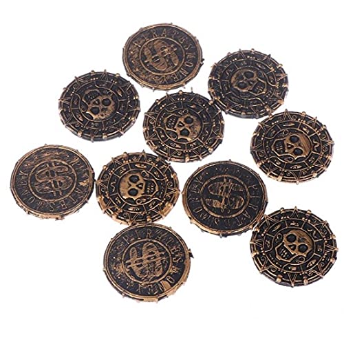 Pinicecore Monedas Piratas Doblones Réplicas Piratas Juguetes para Monedas Favor Decoración De Fiesta De Plata Antigua De Fiesta De Los Niños De Los Favores 10pcs