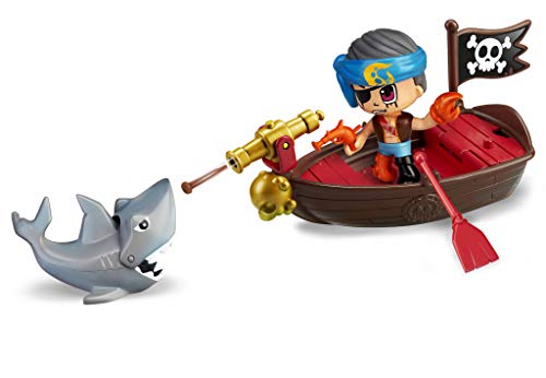 Pinypon Action Balsa de Piratas, Juguete Barco Pirata Infantil Que Flota en el Agua + Bote Pirata con 2 Figuras