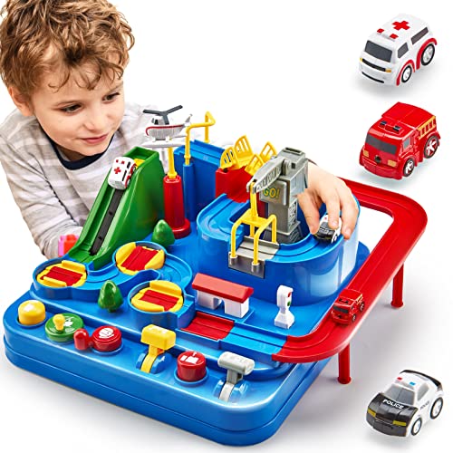 Pista Coches de Juguetes Niños 3 años, Circuito de Carreras Pista de Rampas Juguetes de Aventura Playsets, Garaje Coches Juguete Educativos para Desarrollo Juguetes Niños 3 4 5 6 7 8 años | 3 Coches