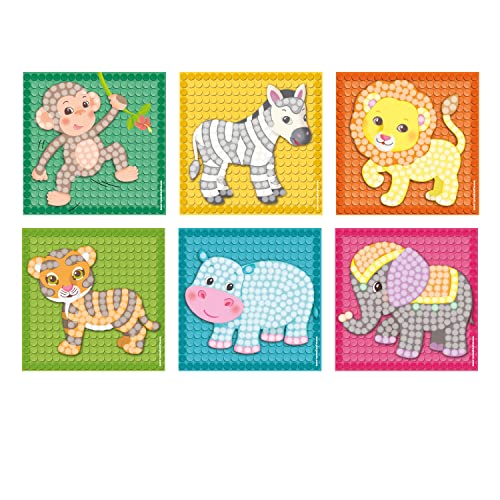 PlayMais Mosaic Little Kit de Manualidades para niñas y niños a Partir de 3 años | 2300 Piezas y 6 Plantillas de mosaicos | estimula la Creatividad y Las Habilidades motoras (Little Zoo)