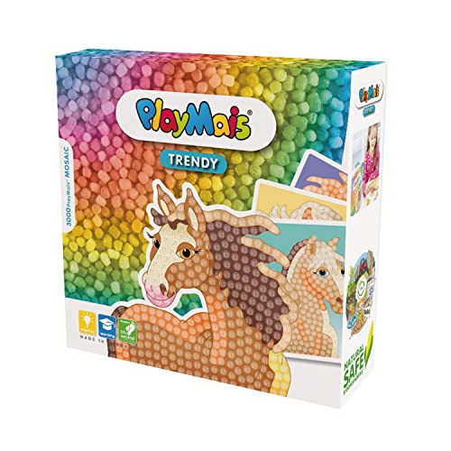 PlayMais Trendy Mosaic Horse Kit de Manualidades para niñas y niños a Partir de 6 años | 3000 Piezas y 6 Plantillas de Mosaico con Caballos | estimula la Creatividad y la motricidad