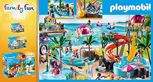 PLAYMOBIL Family Fun 70611 Piscina Infantil con bañera hidromasaje, Para jugar con agua, Juguetes para niños a partir de 4 años