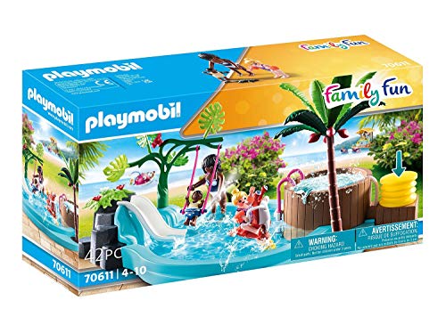 PLAYMOBIL Family Fun 70611 Piscina Infantil con bañera hidromasaje, Para jugar con agua, Juguetes para niños a partir de 4 años