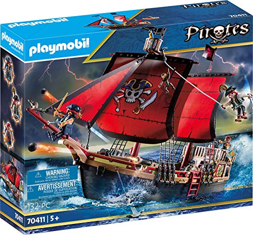 Playmobil Pirates Playset Barco Pirata Calavera, Multicolor (70411) + Pirates Bastión, A Partir De 5 Años, 70413