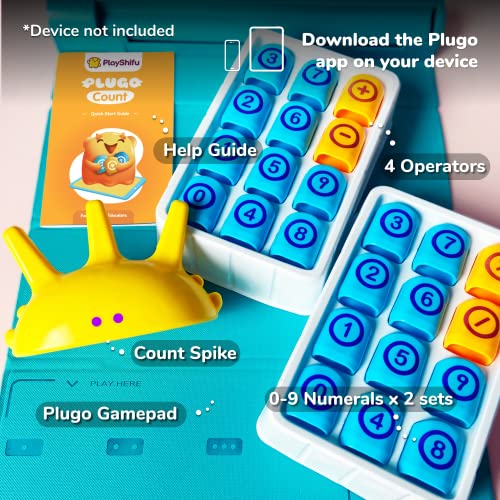 Plugo Count by PlayShifu - Juegos de matemáticas con Historias Durante 4-10 años - Juguetes Stem con secuencias, comparación, Suma y resta (Funciona con iPads, iPhones, pestañas Samsung, Kindle Fire)