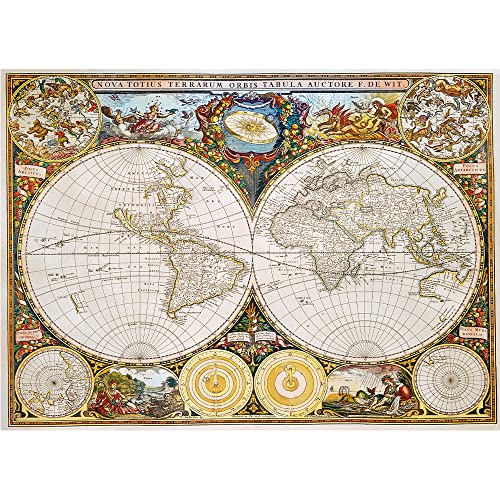 Puzzle De Madera - Mapa del Mundo Antiguo - 1000 Elementos, Artesanía En Madera, Formas Irregulares, 100 Figuras De Viaje, Rompecabezas Moderno Premium, DIY, para Adultos Y Niños A Partir De 12 Años