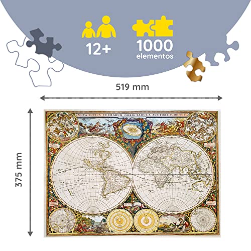 Puzzle De Madera - Mapa del Mundo Antiguo - 1000 Elementos, Artesanía En Madera, Formas Irregulares, 100 Figuras De Viaje, Rompecabezas Moderno Premium, DIY, para Adultos Y Niños A Partir De 12 Años