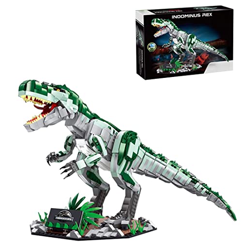 QLJBFU Juguetes de Bloques de construcción de Dinosaurios, 2086+Piezas Kit de Bloques de construcción de Dinosaurios Spinosaurus con luz, Modelo de la Serie Mundial Jurassic, Compatible con Legos,