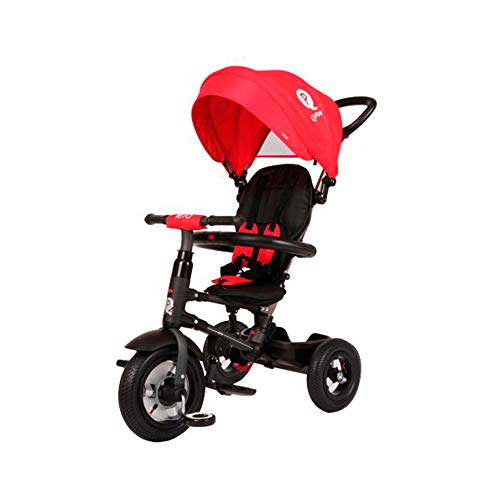 QPLAY Triciclo Evolutivo para Bebés con Ruedas de Aire Rito - Plegable - Rojo - De 10 a 36 Meses - Peso máximo soportable 25kg