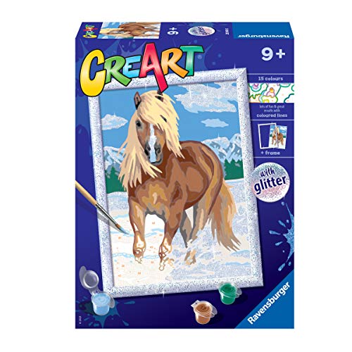 Ravensburger CreArt Caballo, Kit de Pintura, Pintar por Números, Juego Creativo para Niños y Niñas, Edad Recomendada 7+