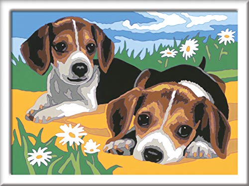 Ravensburger CreArt Cachorros Jack Russell, Kit de Pintura, Pintar por Números, Juego Creativo para Niños y Niñas, Edad Recomendada 7+