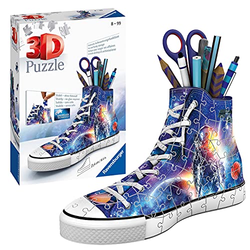 Ravensburger Puzzle 3D 11251 Zapatillas de astronautas en el Espacio – Práctico Soporte para bolígrafos – 108 Piezas – Organizador de Escritorio para niños a Partir de 8 años