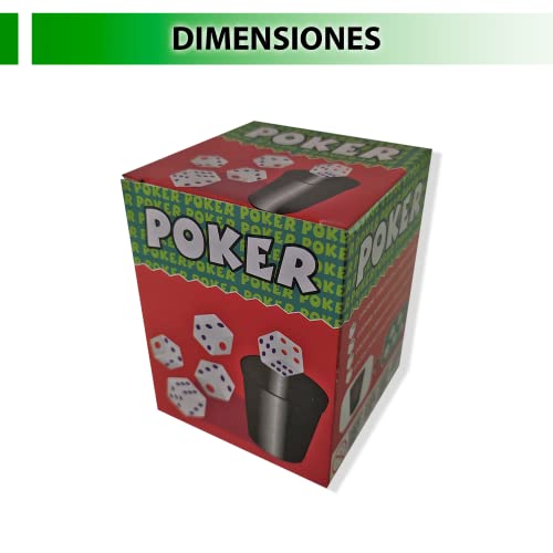 Raxint Cubo para Póker con Juego de Dados y Cubilete de Plástico, Juego de Mesa o Juego con Barajas de Cartas de Póker o Española, Incluye Caja