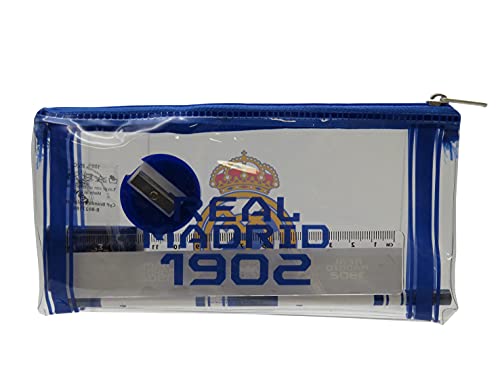 Real Madrid Portatodo con Material Escolar Estuches portaflautas, Unisex niños, Blanco, Estándar