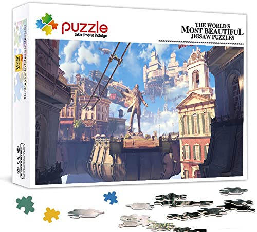 Rompecabezas De 1000 Piezas para Adultos Rompecabezas De Madera Videojuego Bioshock Infinite Póster Jigsaw Puzzle De 1000 Piezas Regalo Decoración del Hogar, Juegos Familiares