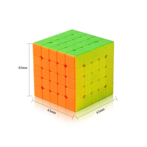 ROXENDA Cubo de Velocidad 5x5 Speed Cube 60mm - Torneado Suave y Rápido: Sólido, Duradero y Stickerless, Gira más Rápido Que el Original (5x5x5)