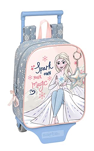 Safta Mochila Guardería con Carro Frozen II Magical Seasons, 220x100x270 mm, Gris Azulado/Rosa Claro