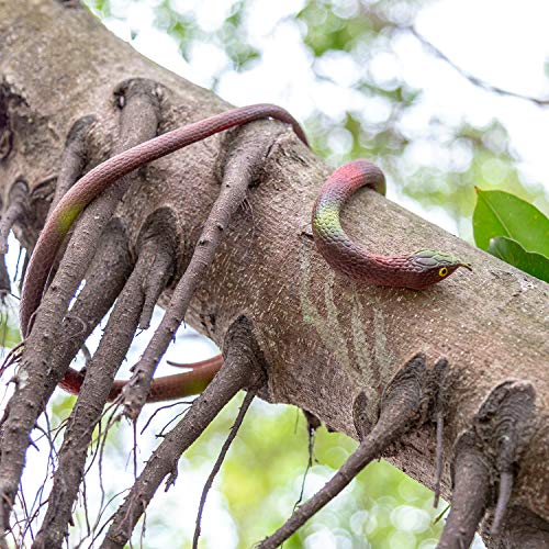 SAVITA 3 Piezas Realista Serpientes de Goma 2 tamaños Juguetes de Serpientes para Broma, Accesorios de jardín para asustar a los pájaros, bromas, Fiesta de Halloween