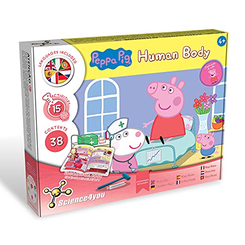 Science4you - El Cuerpo Humano con Peppa Pig para Niños 4-7 Años - Kit Cientifico con 15 Experimentos y Actividades: Esqueleto Humano, Puzzle y Pegatinas Cuerpo Humano, 4+ Años, 80003264