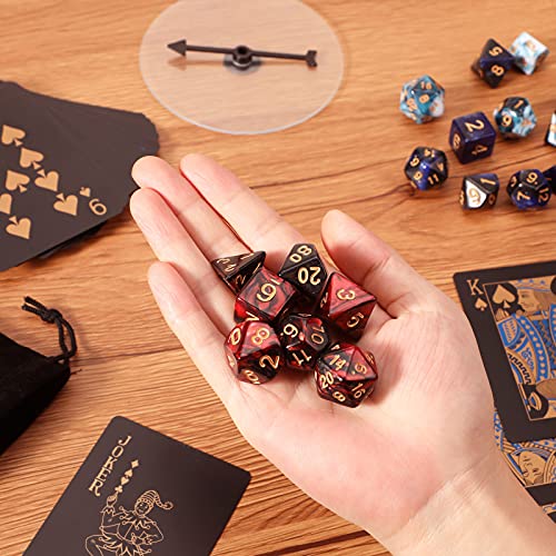 Set de 7 Dados DND Juego de Dados Poliédricos con Bolsa Negra Set de Dados de Dragones y Mazmorras Set de Dados de Juegos de rol para Explorador Juego de rol RPG (Rojo y Negro)