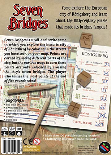 Seven Bridges by Puzzling Pixel Games - Un juego de paseo y escritura en Königsberg histórico - Un juego de rollo y escritura para 1-6 jugadores