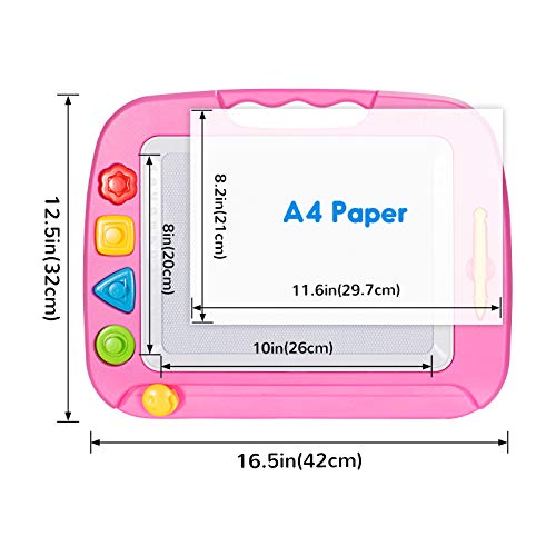 SGILE Pizarra Magnética Infantil, 42x32cm Grande Magnético Pintura de la Escritura Doodle Sketch Pad, Juguetes para Niños Infantiles, Rosa