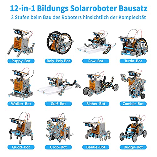 Sillbird Robot solar para niños a partir de 8 años, construcción 12 en 1, 190 piezas de juguete educativo regalo para niños y niñas a partir de 8, 9, 10 años, alimentado por energía solar