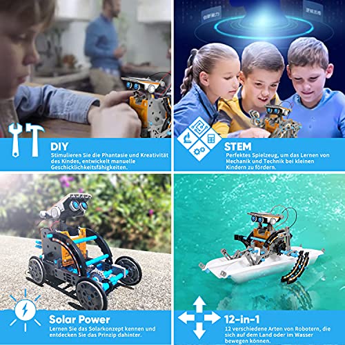 Sillbird Robot solar para niños a partir de 8 años, construcción 12 en 1, 190 piezas de juguete educativo regalo para niños y niñas a partir de 8, 9, 10 años, alimentado por energía solar