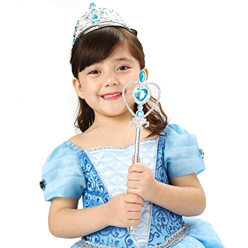 Sincere Party Vestido de lujo de princesa Cenicienta de lujo para niñas con tiara y varita Vestido de fiesta de cumpleaños de 7-8 años