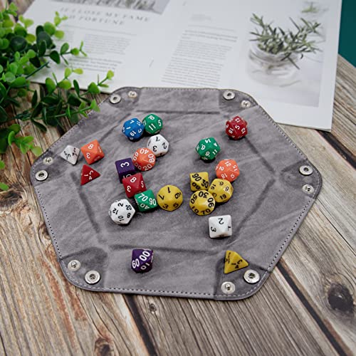 SIQUK 4 Piezas Bandeja Dados Tablero de Dados, Cuero PU y Terciopelo Tablero Dados Plegable para DND RPG Juegos de Mesa (Camel, Azul Cielo, Negro, Gris)