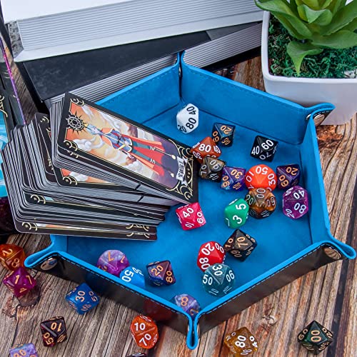 SIQUK 4 Piezas Bandeja Dados Tablero de Dados, Cuero PU y Terciopelo Tablero Dados Plegable para DND RPG Juegos de Mesa (Camel, Azul Cielo, Negro, Gris)