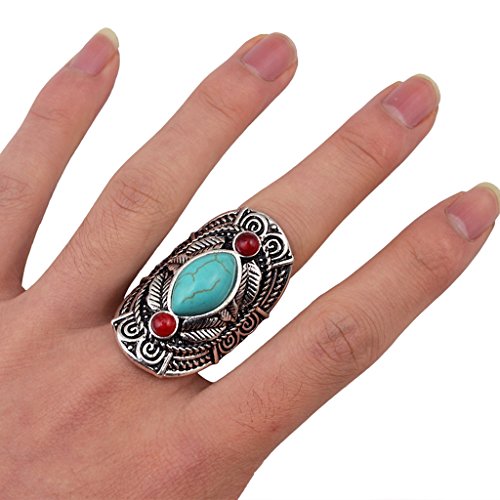 SM SunniMix Anillo de Dedo Antiguo Anillo de Piedras Preciosas de Fiesta Anillo de Boda Boho Joyería para Mujeres Hombres