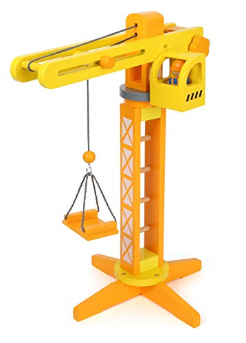 Small Foot Grúa de construcción con Accesorios de construcción, Juego de Madera para niños, 100 % Certificado FSC® a Partir de 3 años Nro. de artículo: 12007