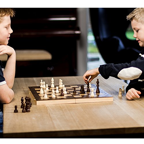 Smart Tactics 16 Folding Chess Set Made By FSC Certified Wood - Premium Edition With Chess Bag and Extra Chess Pieces by GrowUpSmart