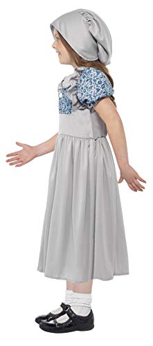 Smiffy'S 27532L Disfraz De Colegiala Victoriana Con Vestido Y Sombrero, Gris, L - Edad 10-12 Años