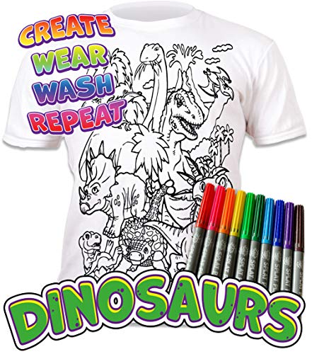 Splat Planet - Camiseta de Manga Corta, diseño de Dinosaurio con 10 rotuladores mágicos no tóxicos (3-4 años)