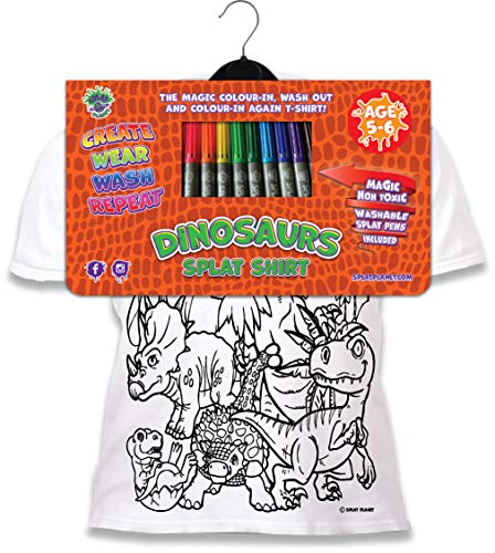 Splat Planet - Camiseta de Manga Corta, diseño de Dinosaurio con 10 rotuladores mágicos no tóxicos (3-4 años)