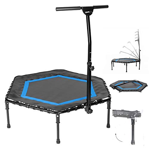 SportPlus Trampolin SP-T-111F-B Cama Elástica Fitness, Unisex-Adultos, Azul, Aprox. 111 x 124 x 90-115 cm (LxAnxAl)