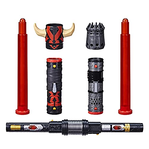 Star Wars- Sable láser Forge Darth Maul de Doble Hoja electrónico Rojo Juego de rol, niños de 4 años en adelante, Multicolor (Hasbro F1141)