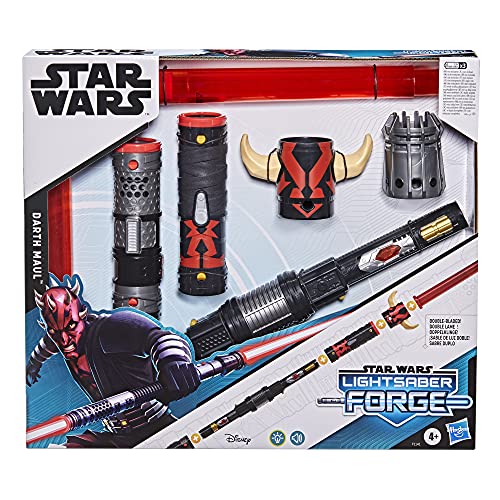 Star Wars- Sable láser Forge Darth Maul de Doble Hoja electrónico Rojo Juego de rol, niños de 4 años en adelante, Multicolor (Hasbro F1141)