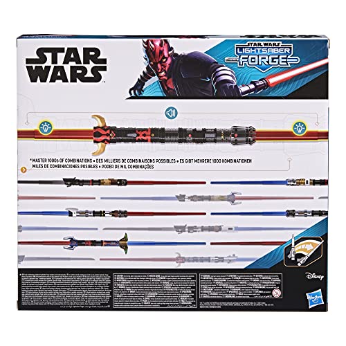 Star Wars- Sable láser Forge Darth Maul de Doble Hoja electrónico Rojo Juego de rol, niños de 4 años en adelante, Multicolor (Hasbro F1141)