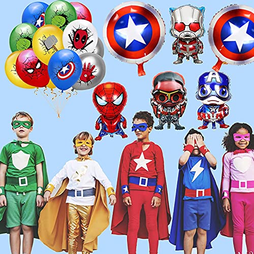 Superheroes Globos Decoracion Cumpleaños de Superhéroe Feliz Cumpleaños del Pancarta Superheroes Adornos de Pastel Superhéroe Marvel Cumpleaños Decoracion (color-1)