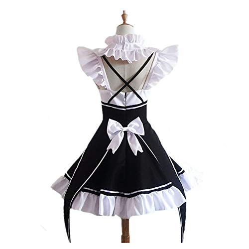 Sygjal Establece Uniforme de Gala de Navidad Cosplay Re Cero Kara Hajimeru Kawaii Isekai Seikatsu Ramu RAM Remu REM Cosplay de la Criada del Vestido Delantal (Color : Socks, Size : S)