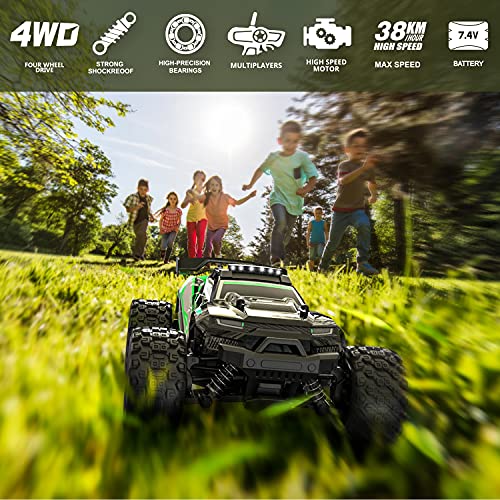 TEEROK Coche Teledirigido Todoterreno, 2.4Ghz Control Remoto Coche RC para Niños Adultos, 1:18 4WD 38Km/h Carreras de Alta Velocidad Off Road Buggy Camión 60min(2 Baterías), Regalos para Niños