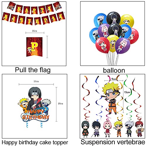 Tema Globos De Anime, 44 Pcs Juego De Fiesta Temática De Tema Anime Japonés Feliz Cumpleaños Banner Globo Tarjeta De Pastel Fiesta Combinada Para Niños Decoración De Tartas De Fiesta