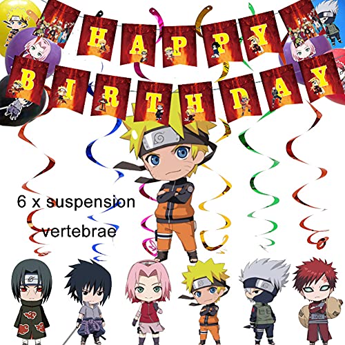 Tema Globos De Anime, 44 Pcs Juego De Fiesta Temática De Tema Anime Japonés Feliz Cumpleaños Banner Globo Tarjeta De Pastel Fiesta Combinada Para Niños Decoración De Tartas De Fiesta